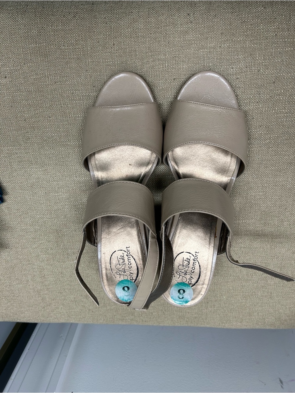 Life Stride Taupe Open-Toe Slingback Sandals